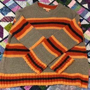 Urban Outfitters Striped Gray and Orange Women’s Sweater